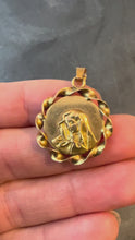 Load and play video in Gallery viewer, Italian 18K Yellow Gold Virgin Mary Twisted Frame Medal Pendant
