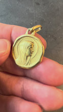 Load and play video in Gallery viewer, Augis Grun French Virgin Mary 18K Yellow Gold Charm Pendant
