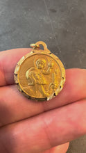Load and play video in Gallery viewer, Vintage French Girard St Christopher 18K Yellow Gold Charm Pendant
