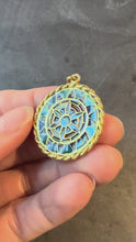Load and play video in Gallery viewer, French Window Plique A Jour Enamel 18K Yellow Gold Pendant Medal
