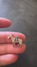 Load and play video in Gallery viewer, Art Deco Donkey Mule Horse Platinum Diamond Ruby Sapphire Emerald Charm Pendant
