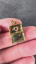 Load and play video in Gallery viewer, Vintage Weekend Suitcase Love Heart 18K Yellow Gold Ruby Charm Pendant
