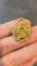 Load and play video in Gallery viewer, French Virgin Mary 18K Yellow White Gold Medal Charm Pendant
