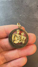 Load and play video in Gallery viewer, Vintage 14K Yellow Gold Abstract Art Couple Pendant Medal
