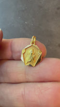 Load and play video in Gallery viewer, French 18K Yellow Gold St Therese Religious Saint Medal Pendant Charm
