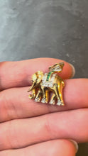 Load and play video in Gallery viewer, French Lucky Elephant Emerald Diamond Ruby 18K Yellow Gold Charm Pendant
