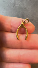 Load and play video in Gallery viewer, Lucky Wishbone 9K Yellow Gold Charm Pendant
