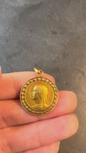 Load and play video in Gallery viewer, French Monet Virgin Mary 18K Yellow Gold Medal Pendant
