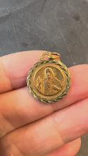 Load and play video in Gallery viewer, Dropsy Notre Dame de Mont Carmel Sacred Heart 18K Yellow Gold Medal Pendant
