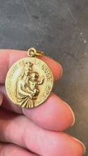 Load and play video in Gallery viewer, French Notre Dame de La Garde Marseille Madonna 18 Karat Yellow Gold Medal Charm Pendant
