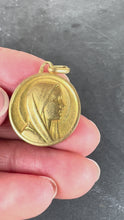 Load and play video in Gallery viewer, Antique French Laujan Virgin Mary 18K Yellow Gold Religious Medal Pendant Charm
