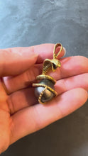 Load and play video in Gallery viewer, King Cobra Serpent Snake 18K Yellow Gold Tahitian Black Pearl Pendant
