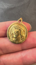Load and play video in Gallery viewer, French Charl 18K Yellow Gold Jesus Christ Crown of Thorns Medal Charm Pendant
