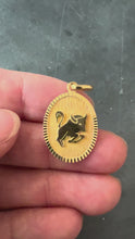 Load and play video in Gallery viewer, French Taurus Starsign Zodiac 18K Yellow Gold Charm Medal Pendant
