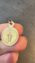 Load and play video in Gallery viewer, Antique French Virgin Mary 18K Yellow Gold Charm Medal Pendant
