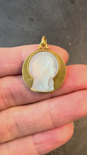 Load and play video in Gallery viewer, French Becker Virgin Mary Mother of Pearl 18K Yellow Gold Charm Pendant
