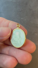 Load and play video in Gallery viewer, French Mother of Pearl Raphael’s Cherub 18K Yellow Gold Religious Medal Pendant
