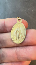 Load and play video in Gallery viewer, Antique French Virgin Mary 18K Rose Gold Charm Medal Pendant
