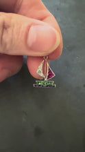 Load and play video in Gallery viewer, Art Deco Yacht Sailboat Platinum Diamond Sapphire Ruby Peridot Charm Pendant
