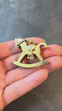 Load and play video in Gallery viewer, Al Angiolino &amp; Zogno Italian Large Rocking Horse 18K Yellow White Gold Diamond Pendant
