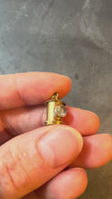 Load and play video in Gallery viewer, Vintage French 18K Yellow Gold Rock Crystal Quartz Storm Lantern Charm Pendant
