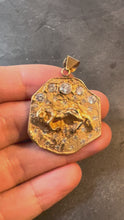 Load and play video in Gallery viewer, Zodiac Taurus Aries 14K Yellow Gold Diamond Medal Pendant
