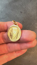Load and play video in Gallery viewer, Vintage French 18K Yellow Gold Virgin Mary Religious Pendant Medal
