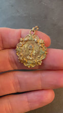 Load and play video in Gallery viewer, Antique French First Communion Chalice 18K Yellow Rose White Gold Medal Pendant

