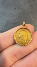 Load and play video in Gallery viewer, French Perroud Pagdi 18K Yellow Gold Virgin Mary Medal Pendant
