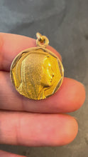 Load and play video in Gallery viewer, French Religious Virgin Mary 18K Yellow Gold Charm Pendant
