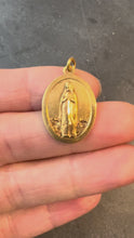 Load and play video in Gallery viewer, French Virgin Mary 18K Yellow Rose Gold Medal Charm Pendant
