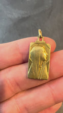 Load and play video in Gallery viewer, French Art Deco Virgin Mary 18K Yellow Gold Religious Charm Medal Pendant

