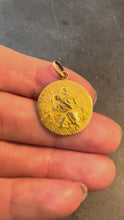 Load and play video in Gallery viewer, French Tairac Saint Christopher 18K Yellow Gold Religious Travel Medal Pendant
