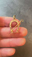 Load and play video in Gallery viewer, Lucky Horseshoe and Whip 18K Yellow Gold Charm Pendant
