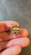 Load and play video in Gallery viewer, French Mechanical Steam Train Engine 18K Yellow Gold Charm Pendant
