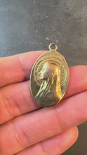 Load and play video in Gallery viewer, French Virgin Mary Regina Virginium 18K Yellow Gold Medal Pendant
