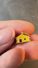 Load and play video in Gallery viewer, 18K Yellow Gold Ski Chalet Cabin Lodge Charm Pendant
