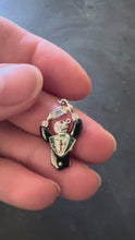 Load and play video in Gallery viewer, Art Deco Platinum Diamond Onyx Emerald Ruby Cocktail Waiter Charm Pendant
