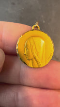 Load and play video in Gallery viewer, French Augis Virgin Mary 18K Yellow Gold Religious Medal Pendant
