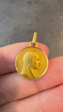 Load and play video in Gallery viewer, French Augis Lasserre Virgin Mary 18K Yellow Gold Medal Pendant
