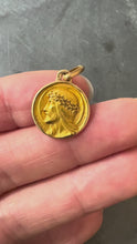 Load and play video in Gallery viewer, French Augis Mazzoni Jesus Christ Crown of Thorns  18K Yellow Gold Medal Pendant
