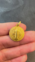 Load and play video in Gallery viewer, French Saint Benedict 18 Karat Yellow Gold Medal Charm Pendant
