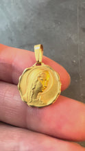 Load and play video in Gallery viewer, French Virgin Mary 18K Yellow Gold Religious Medal Pendant
