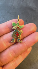 Load and play video in Gallery viewer, Italian UnoAErre Muskateer 18K Yellow Gold Enamel Charm Pendant
