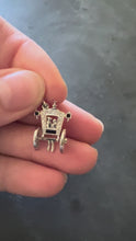 Load and play video in Gallery viewer, Art Deco Platinum Diamond Onyx Just Married Carriage Charm Pendant
