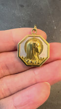 Load and play video in Gallery viewer, Virgin Mary Mother of Pearl 18K Yellow Gold Charm Pendant
