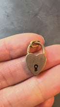 Load and play video in Gallery viewer, Vintage 18K Rose Gold Heart Padlock Charm Pendant
