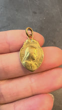 Load and play video in Gallery viewer, French Religious Virgin Mary 18K Yellow Gold Medal Pendant
