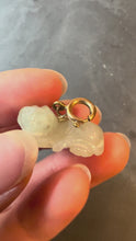 Load and play video in Gallery viewer, Vintage Carved Green Jade Tiger 9K Yellow Gold Charm Pendant

