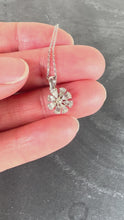 Load and play video in Gallery viewer, Diamond Flower 18K White Gold Charm Pendant Necklace
